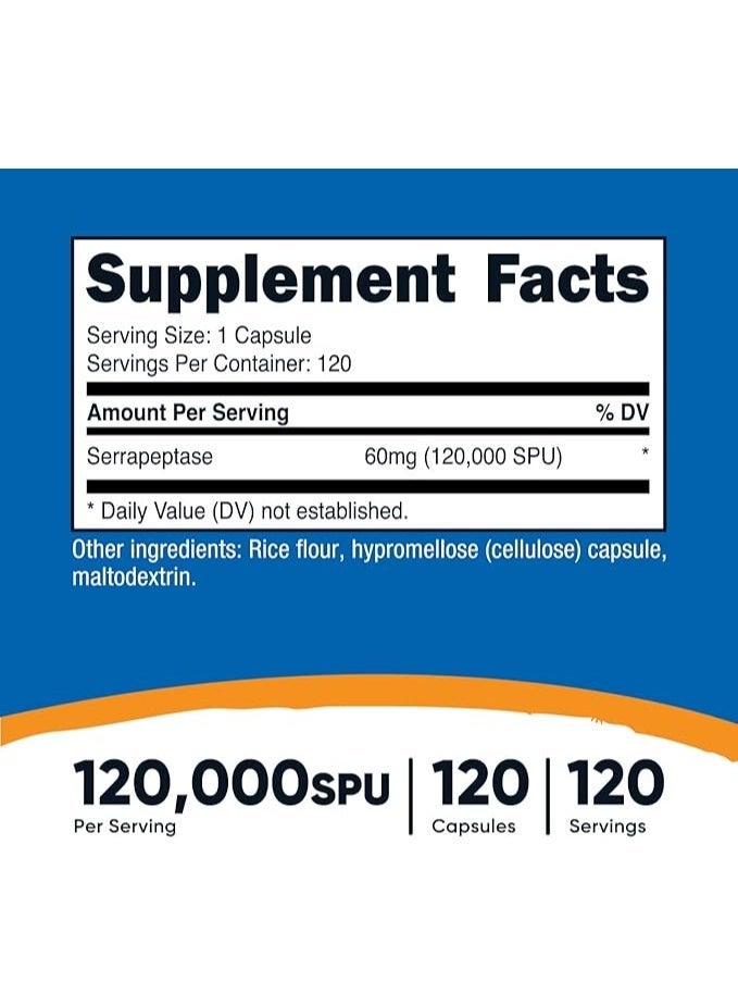 نوتريكوست، سيرابيبتاز، 60 ملغ (120,000 وحدة من وحدات سيرابيبتاز)، 120 كبسولة - Image 3